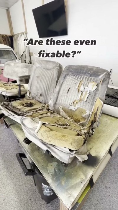 Reupholstered Bronco Seats Before And After